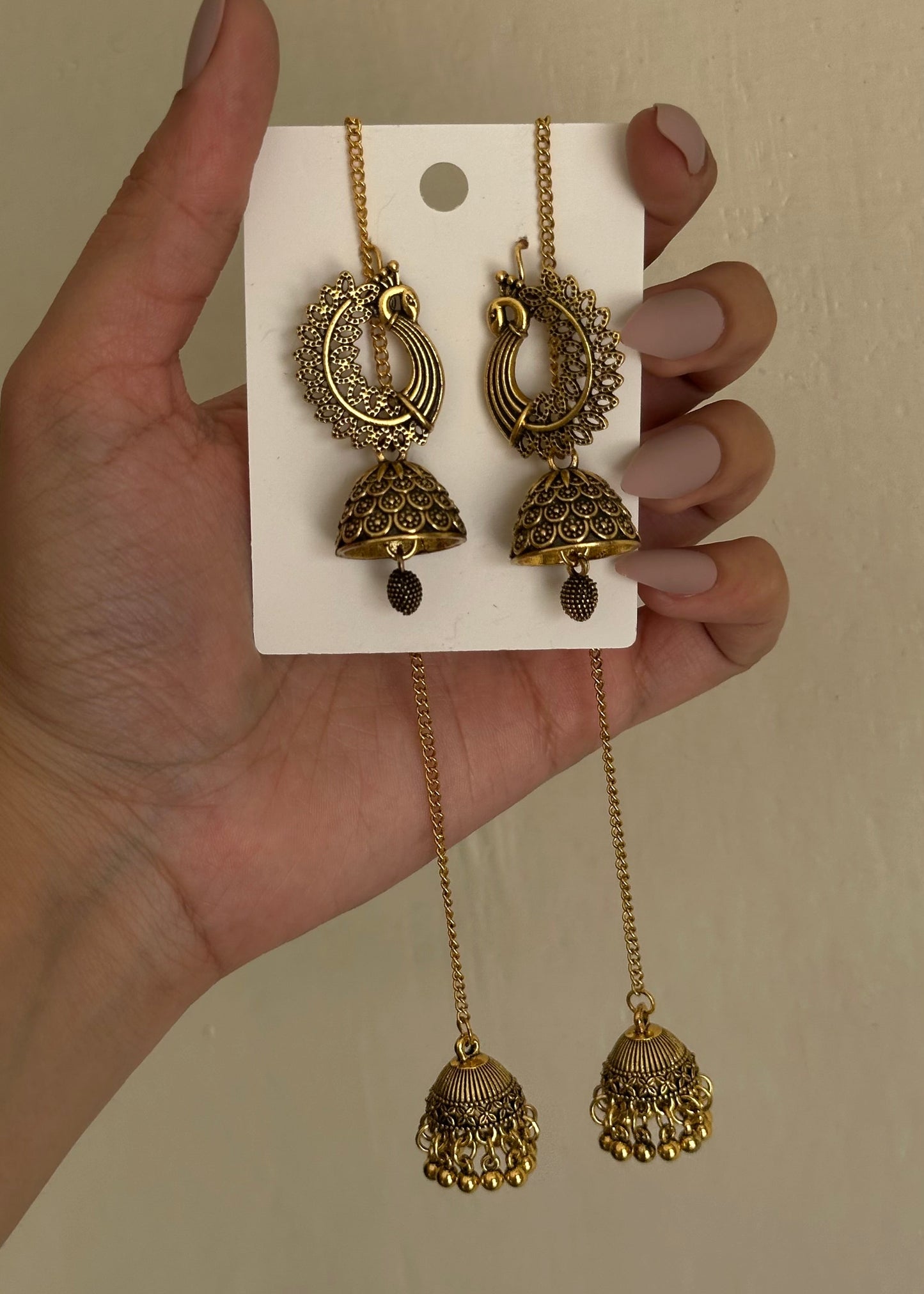 Peacock jhumka-Golden