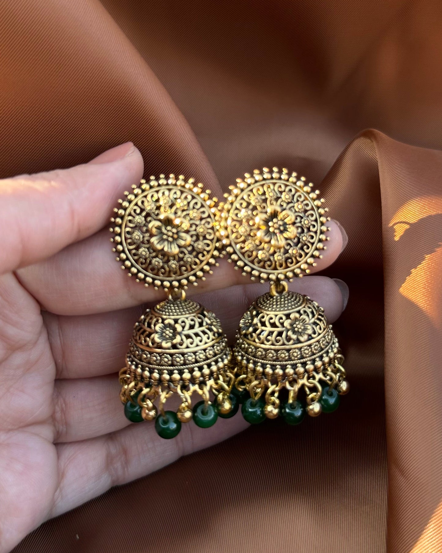 Piku Antique Earrings-Green