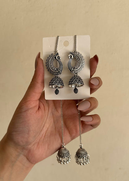 Peacock jhumka-Silver