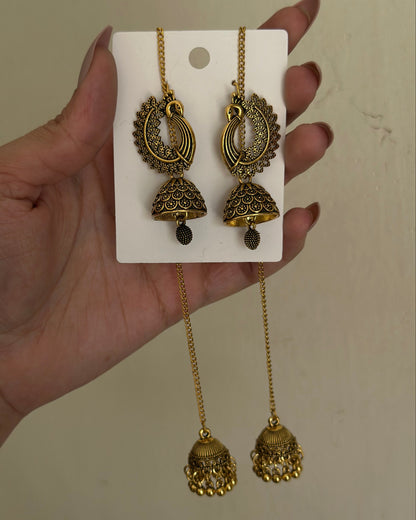 Peacock jhumka-Golden
