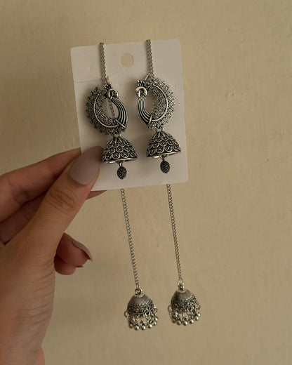 Peacock jhumka-Silver