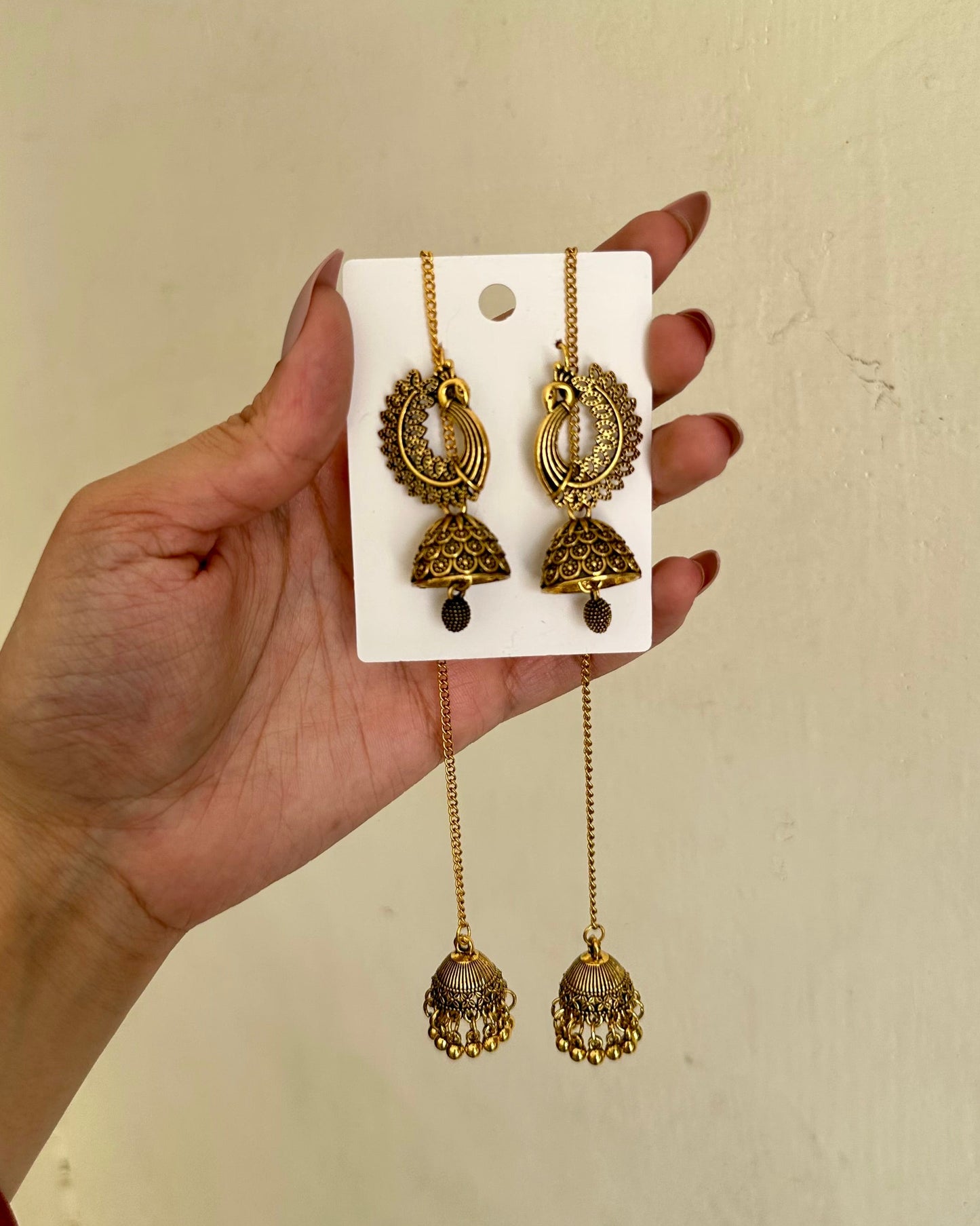 Peacock jhumka-Golden