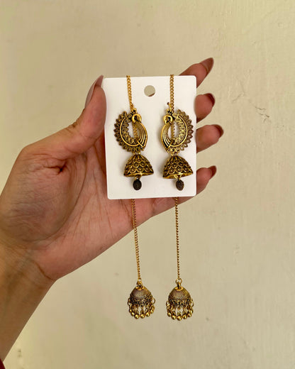 Peacock jhumka-Golden