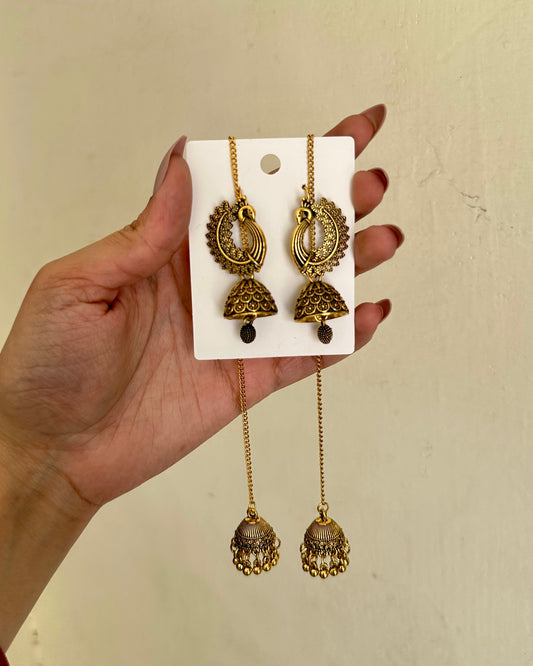 Peacock jhumka-Golden