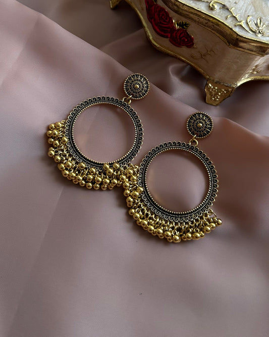Simer Round Earrings-Golden