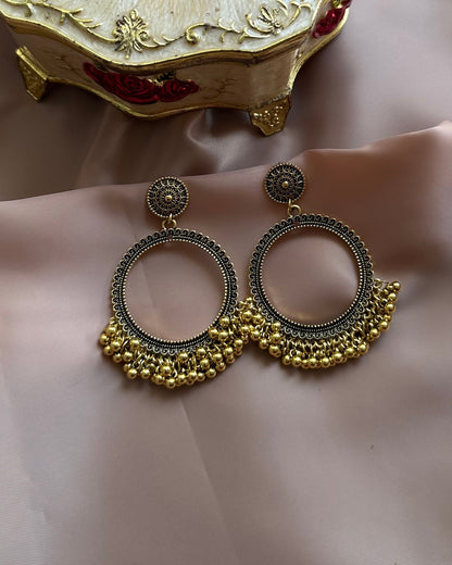 Simer Round Earrings-Golden