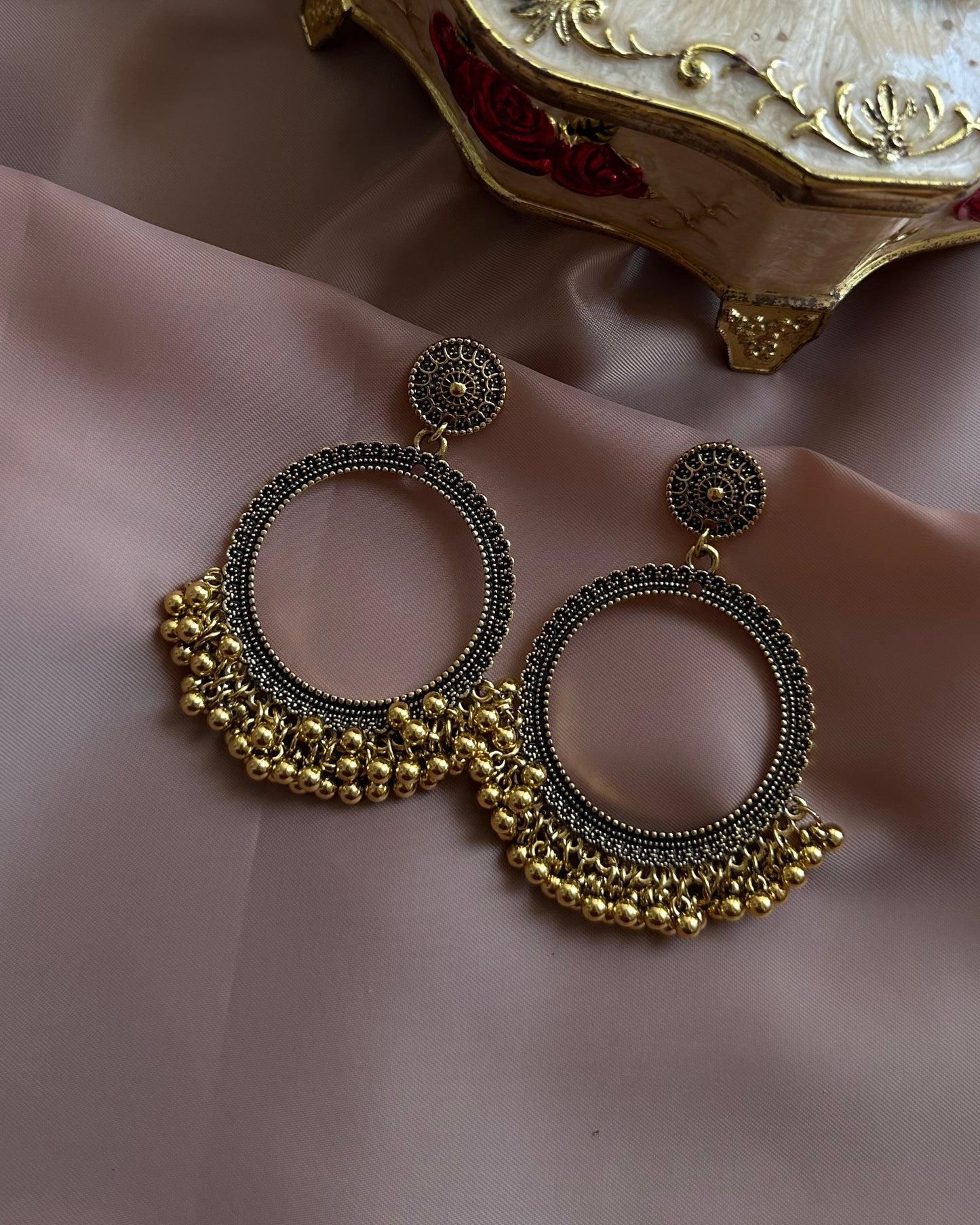 Simer Round Earrings-Golden