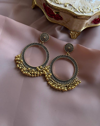 Simer Round Earrings-Golden