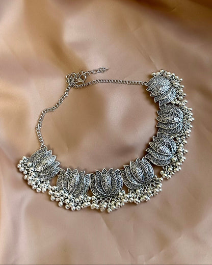 silver Lotus Necklace