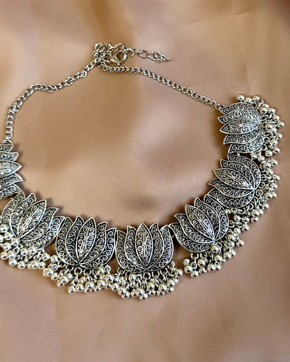 silver Lotus Necklace