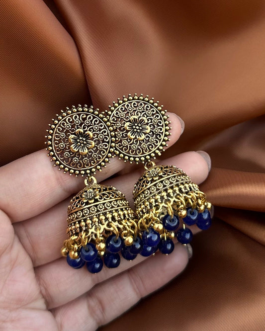 German Antique Jhumkay-Blue