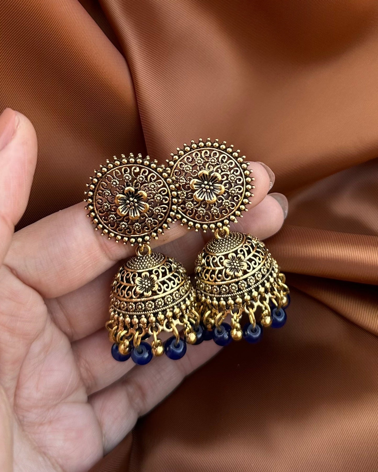 German Antique Jhumkay-Blue