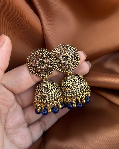 German Antique Jhumkay-Blue