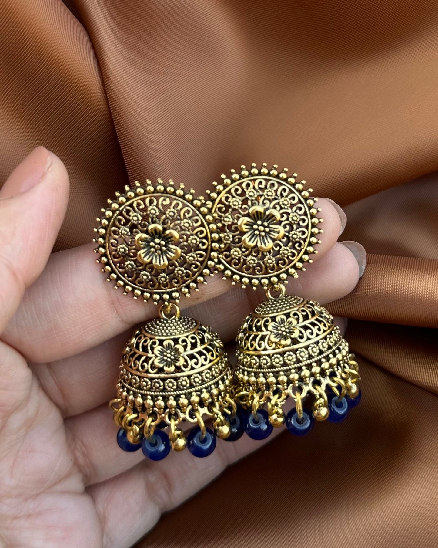 German Antique Jhumkay-Blue