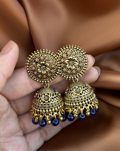 German Antique Jhumkay-Blue