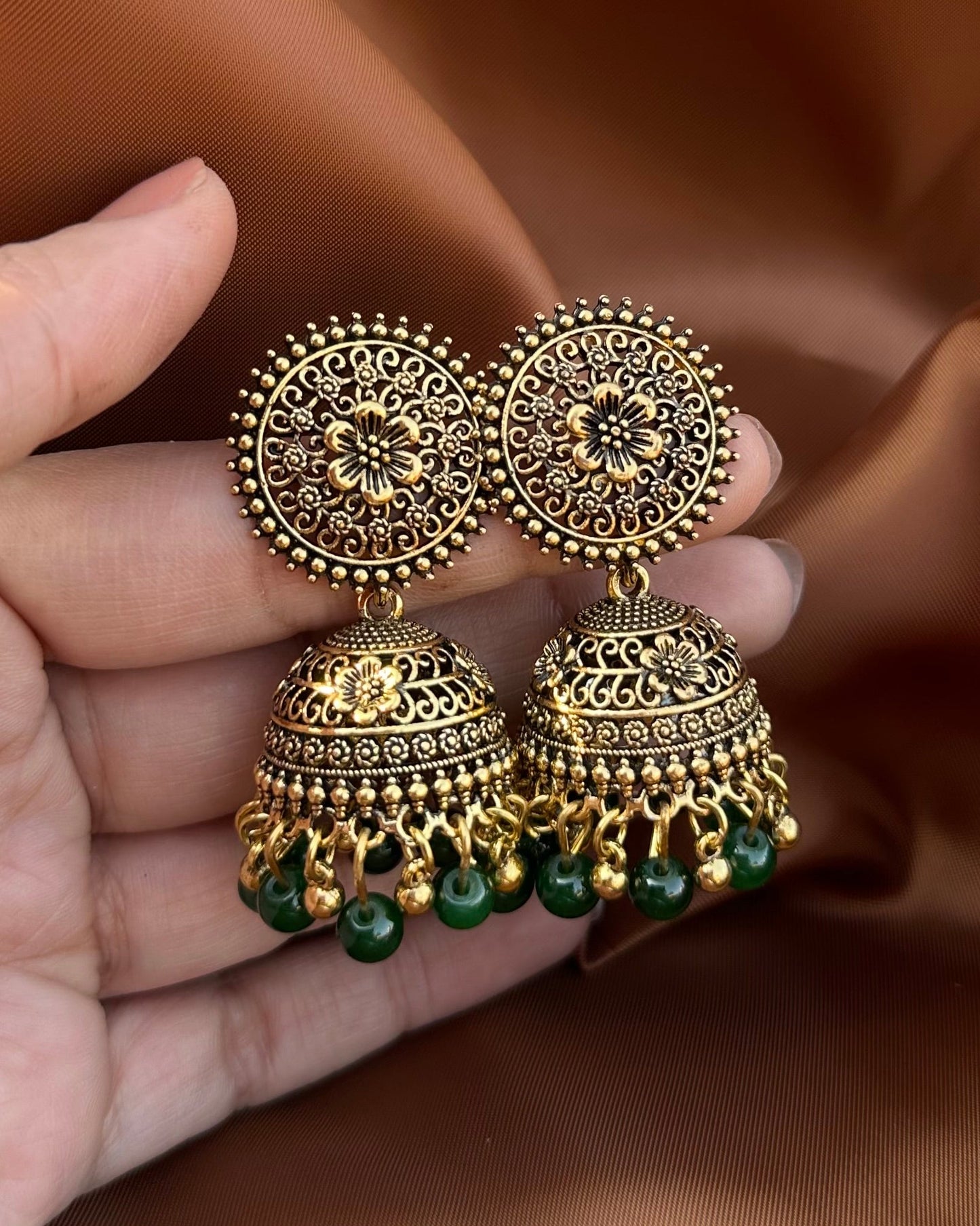 Piku Antique Earrings-Green