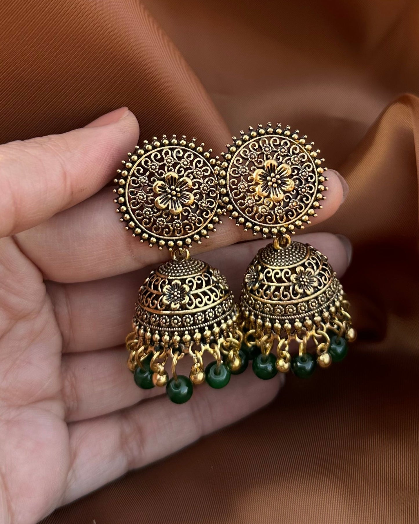 Piku Antique Earrings-Green