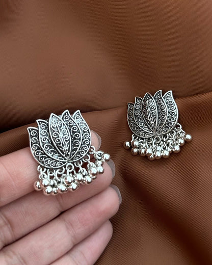 Silver Lotus Earrings