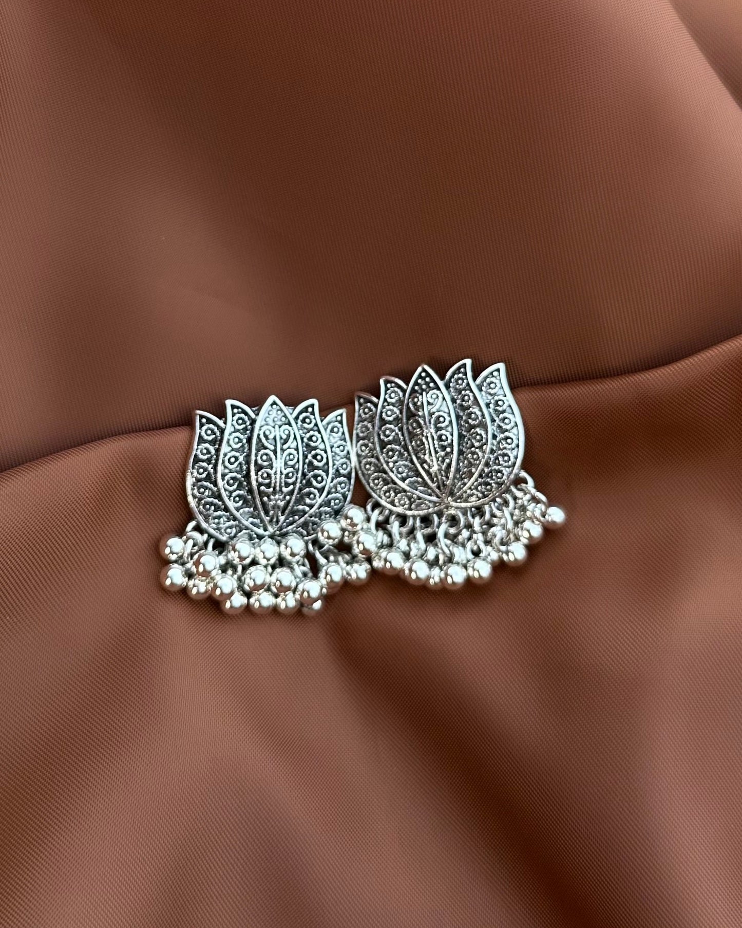Silver Lotus Earrings