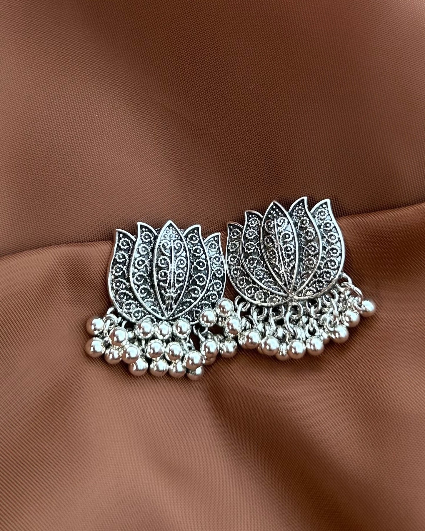 Silver Lotus Earrings