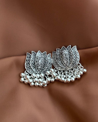 Silver Lotus Earrings