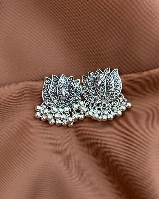 Silver Lotus Earrings